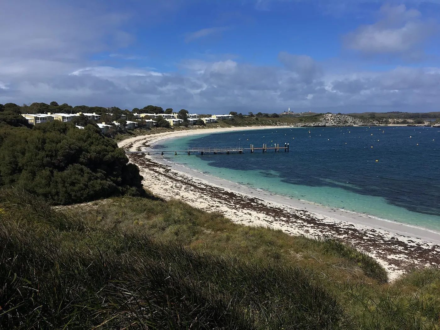 A white-sand bay with turquoise water on Rottnest Island, Western Australia