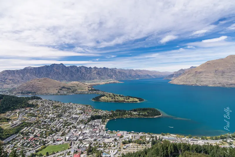 Queenstown and Lake Wakatipu from above