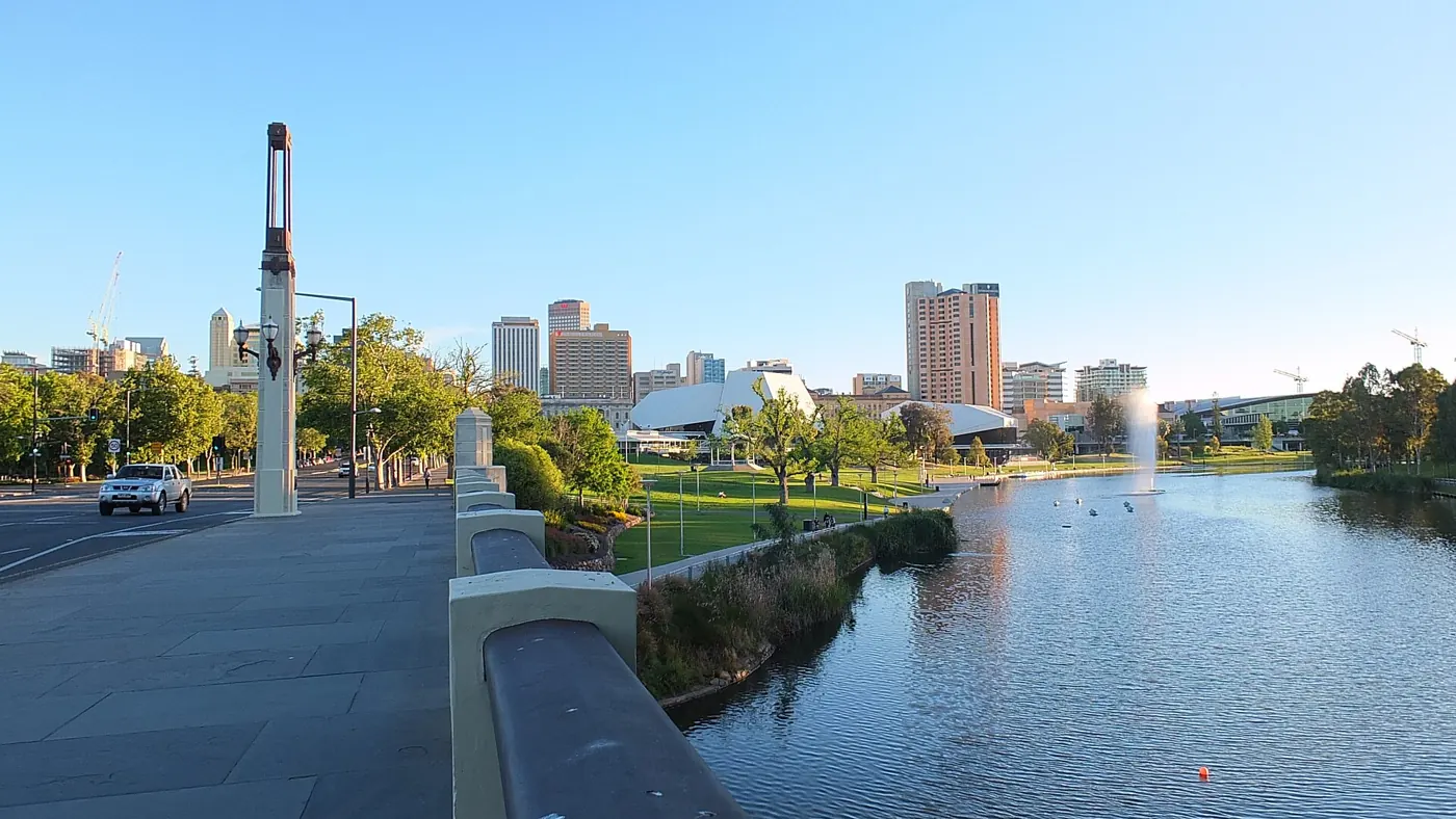 Adelaide skyline over the River Torrens