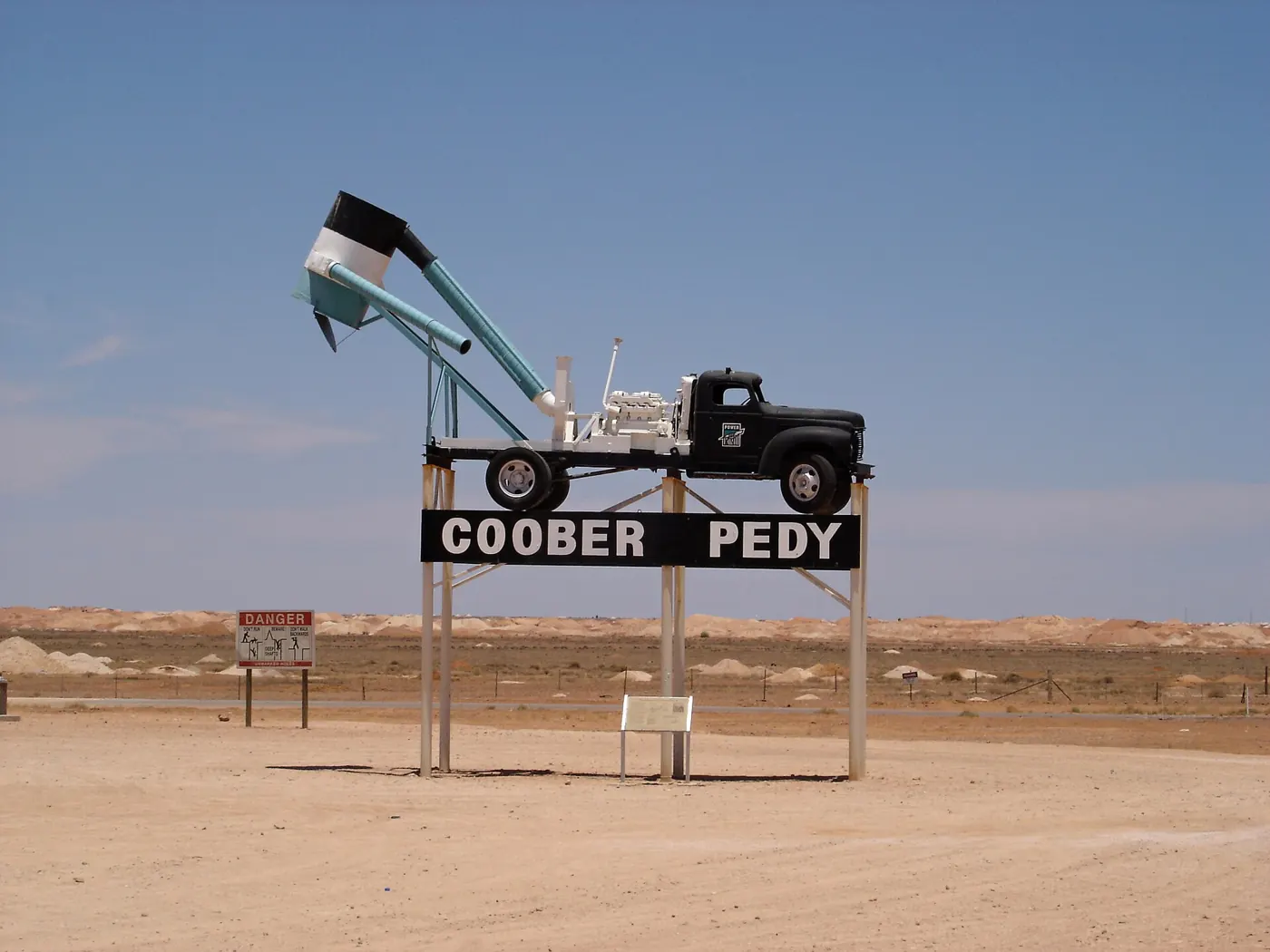 The Coober Pedy town sign in the outback