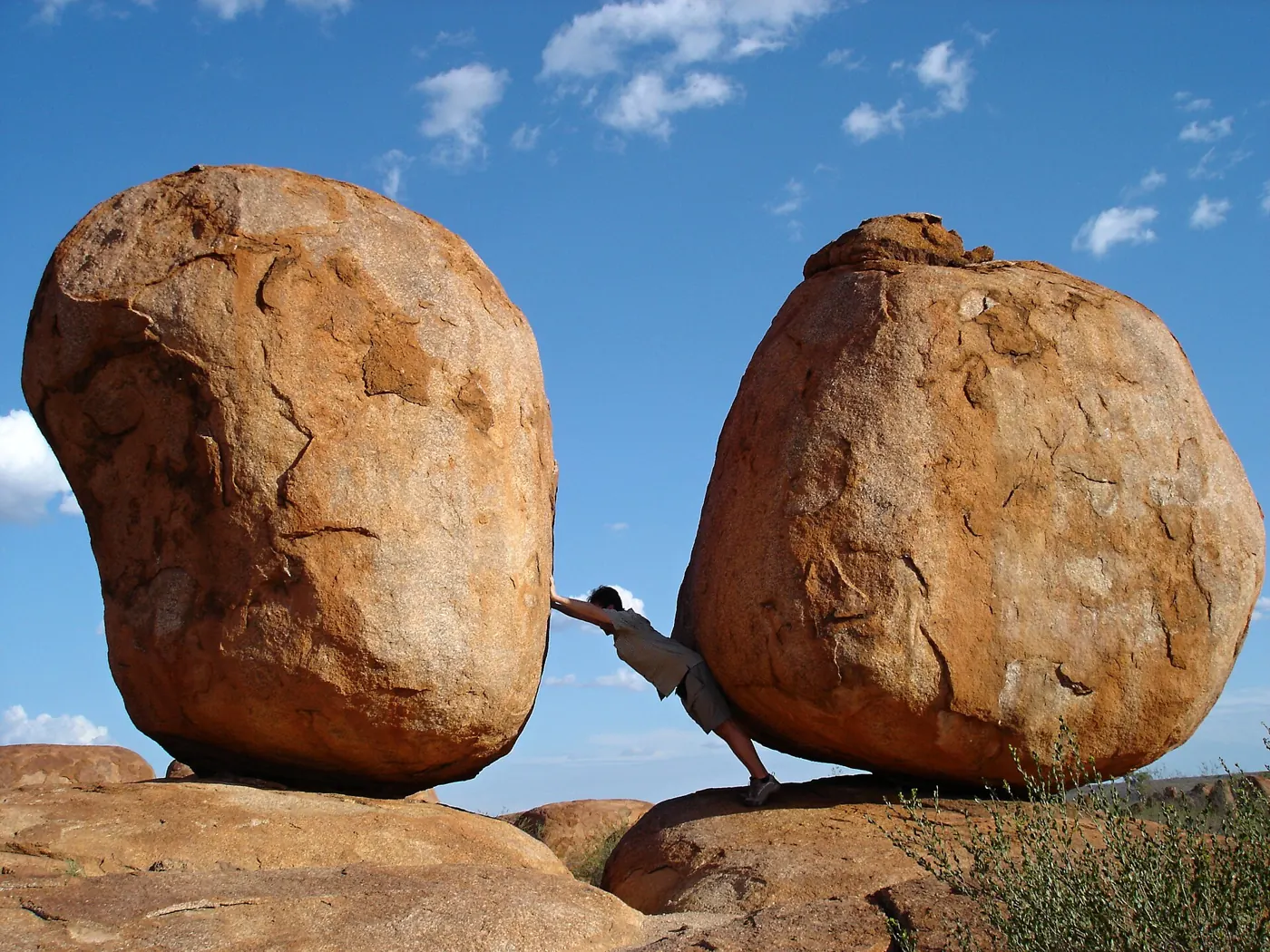 Balanced granite boulders at Karlu Karlu (Devils Marbles)