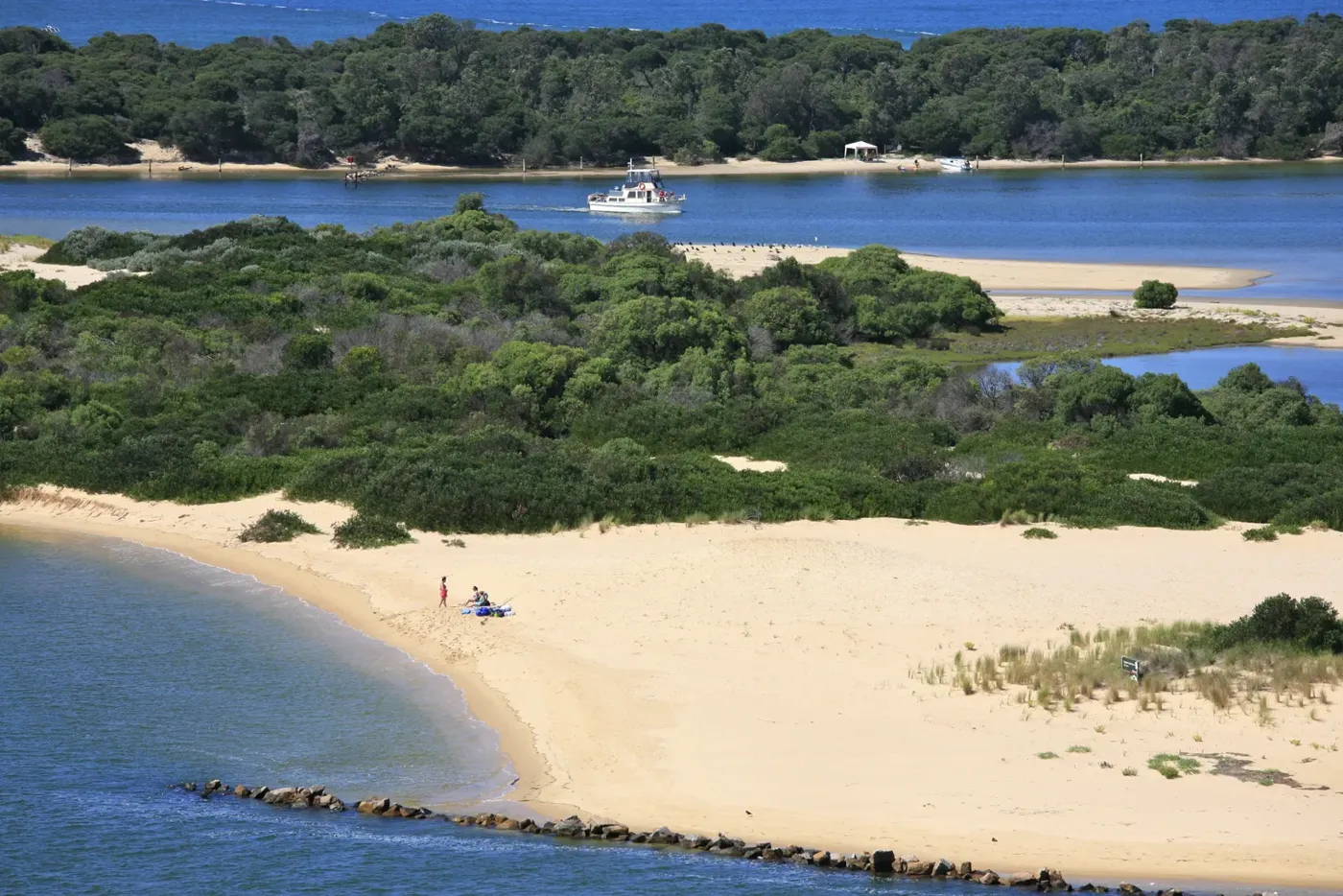 Sandbars where the Gippsland Lakes meet the sea at Lakes Entrance