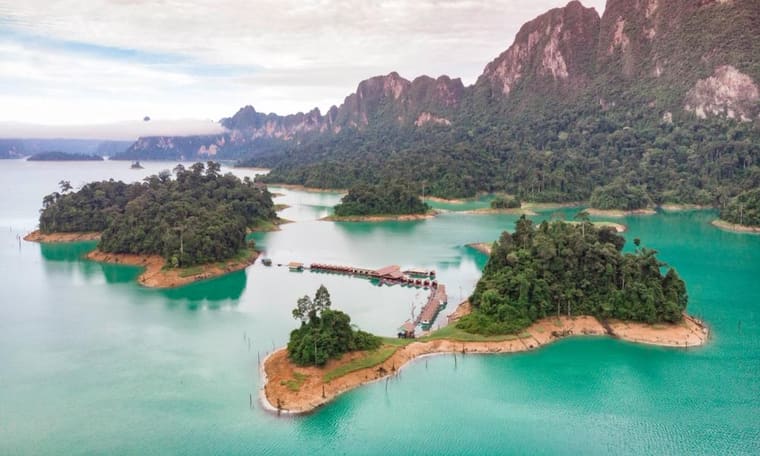 Khao Sok floating bungalows, accommodation on Thailand Adventure, 18 Days Bangkok to Chiang Mai
