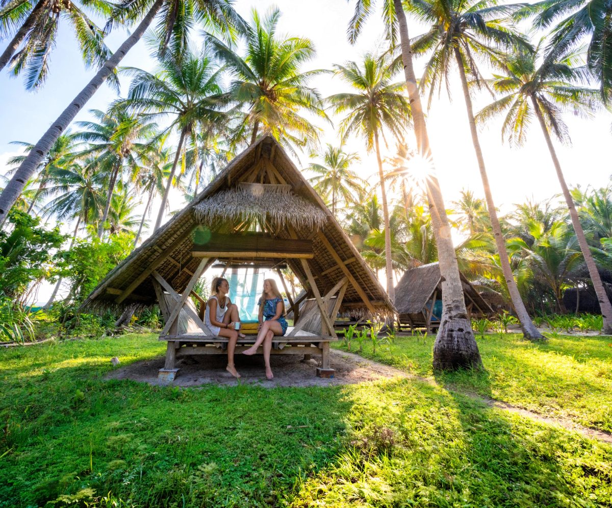 Boat expedition beach huts, accommodation on Ultimate Asia, 63 Days