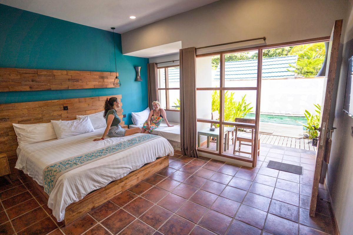 Gili T beachfront guesthouse, accommodation on Ultimate Asia, 75 Days