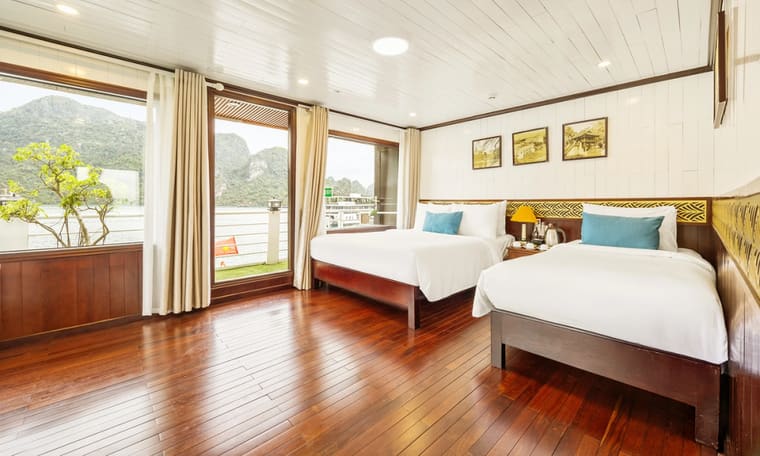 Ha Long Bay overnight boat, accommodation on Vietnam Adventure, 9 Days Hanoi to Hoi An